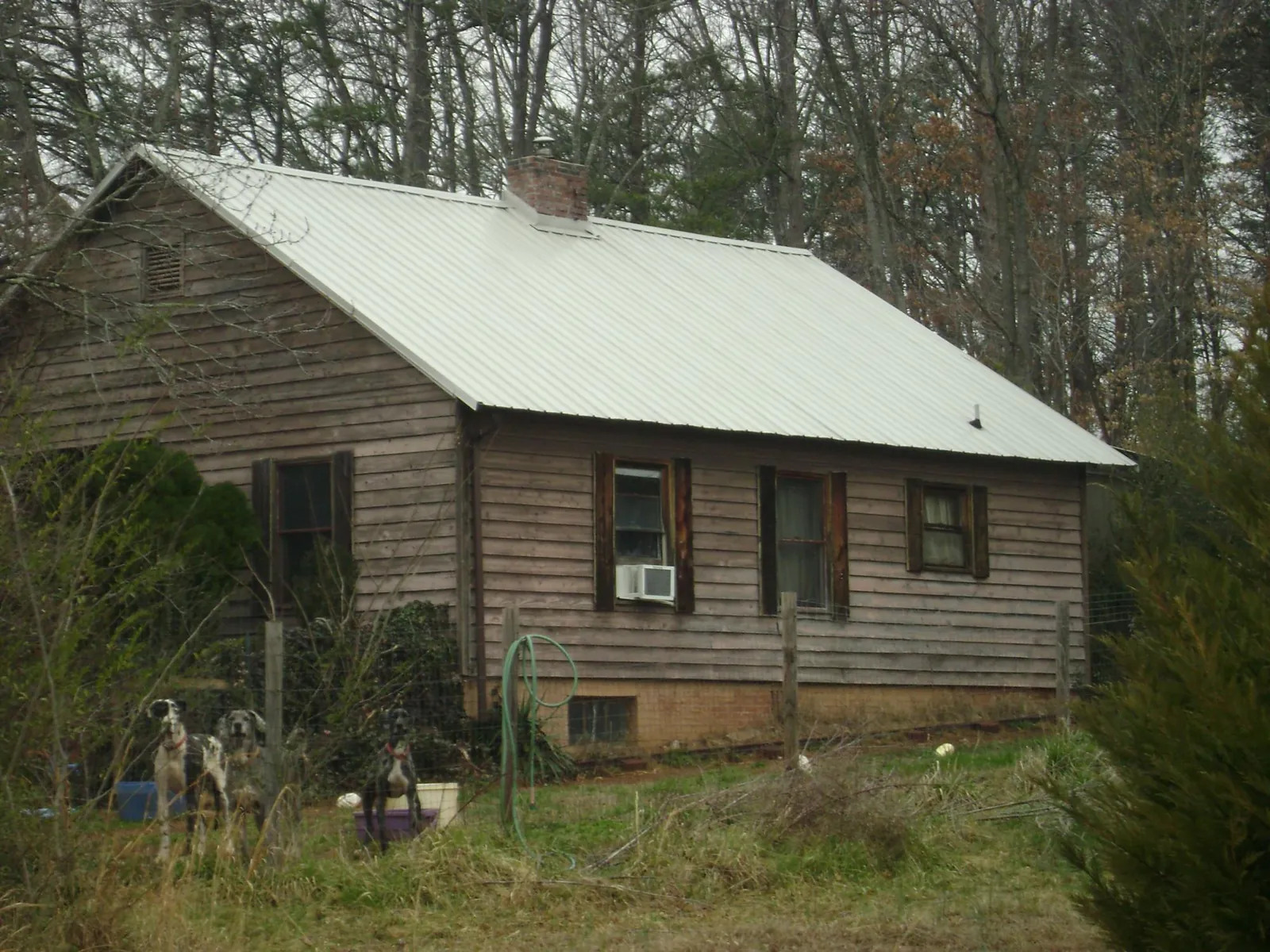 White metal roof on an old wood sided farmhouse, from a Metal Roof Installation job in Cottage Grove